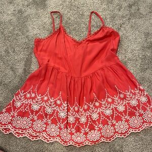 Coral and white peplum tank top from Maurice’s NWT